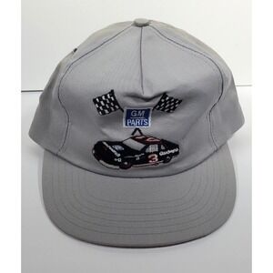Vintage DALE EARNHARDT Cap Embroidered GM Parts Checkered Flag Gray Snapback Hat